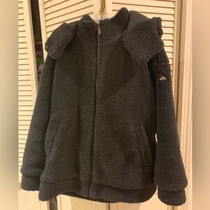 WORN ONCE! ALO SHERPA BLACK JACKET W/HOOD
